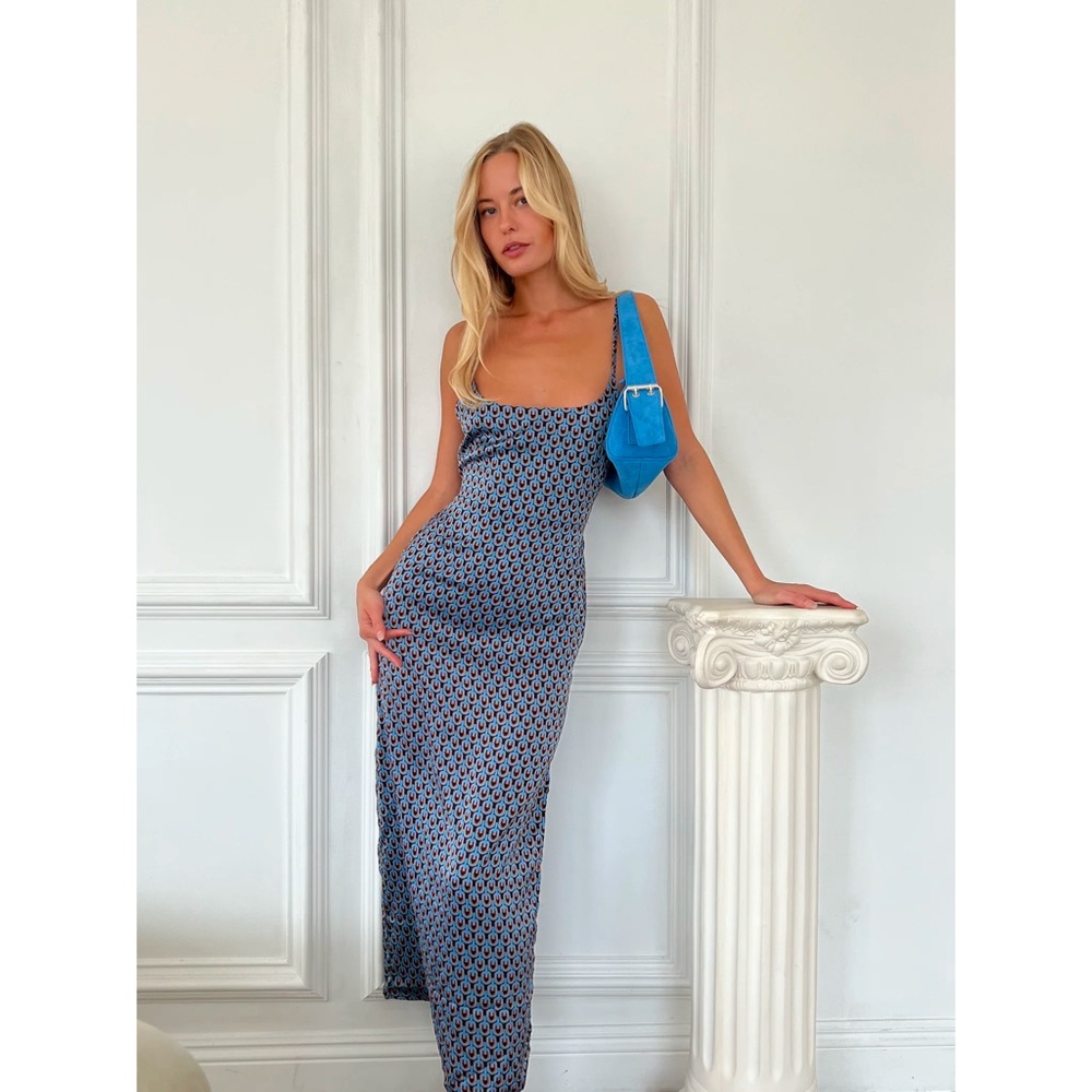 NWT Isalis Noel Geometric Tie Back Maxi Dress